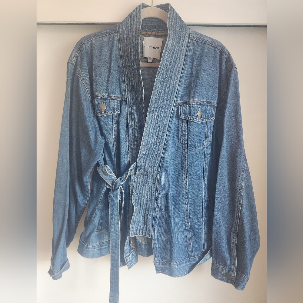 Denim Wrap Jacket - Blue - Picture 6 of 13